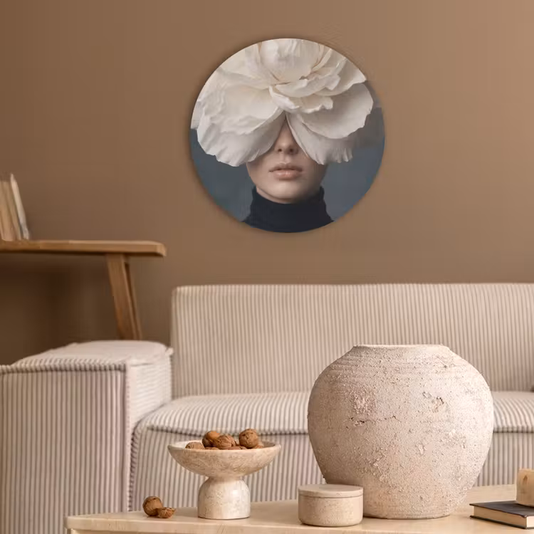 Portret - Mysterieus - Wit Akoestische PET Vilt - Rond klein -sfeer1