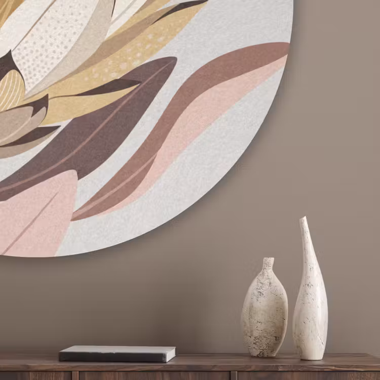 Protea - Bloem - Botanisch - Beige Akoestische PET Vilt - Rond klein -sfeer5_closeup