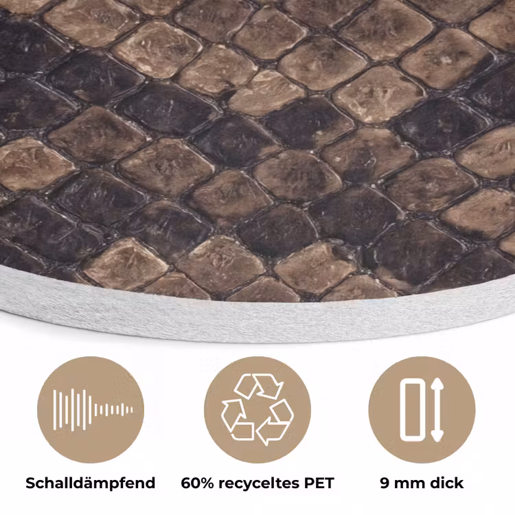 Python - Schubben - Brons Akoestische PET Vilt - Rond klein -closeup_DE