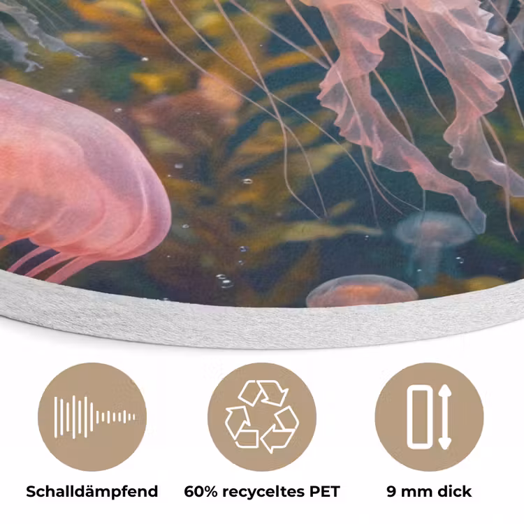 Kwal - Roze - Onderwater - Zeeleven - Dieren Akoestische PET Vilt - Rond klein -closeup_DE