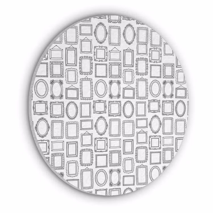 Lijsten - Patroon - Decoratie - Schets - Zwart-wit Akoestische PET Vilt - Rond klein -3d