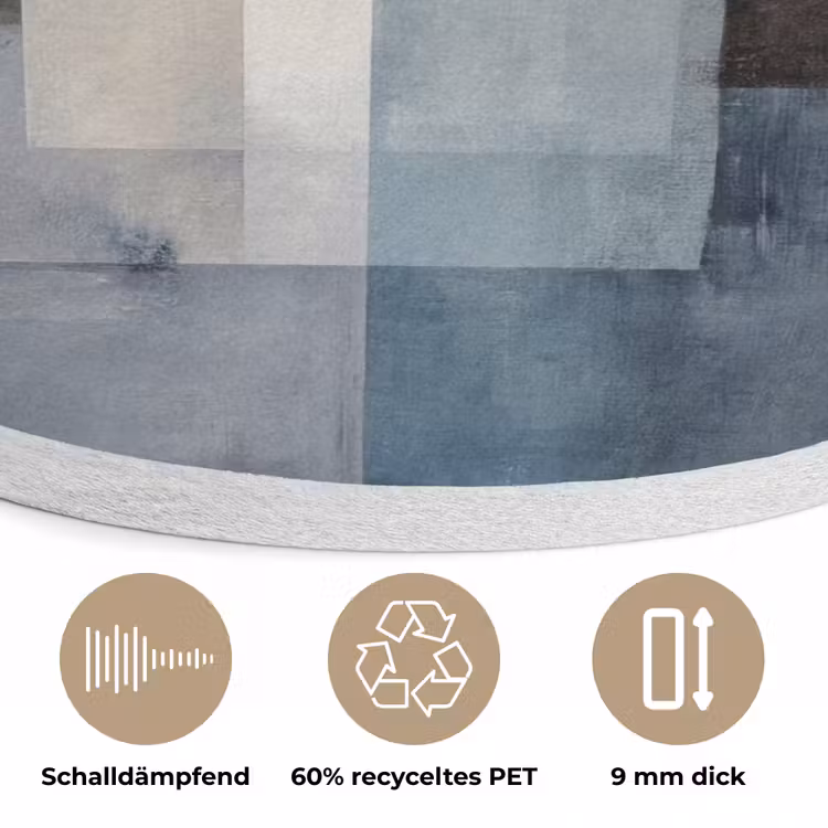 Rechthoeken - Abstract - Blauw Akoestische PET Vilt - Rond klein -closeup_DE