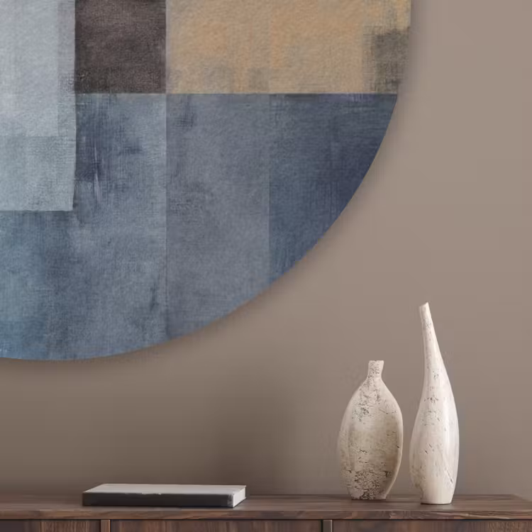 Rechthoeken - Abstract - Blauw Akoestische PET Vilt - Rond klein -sfeer5_closeup