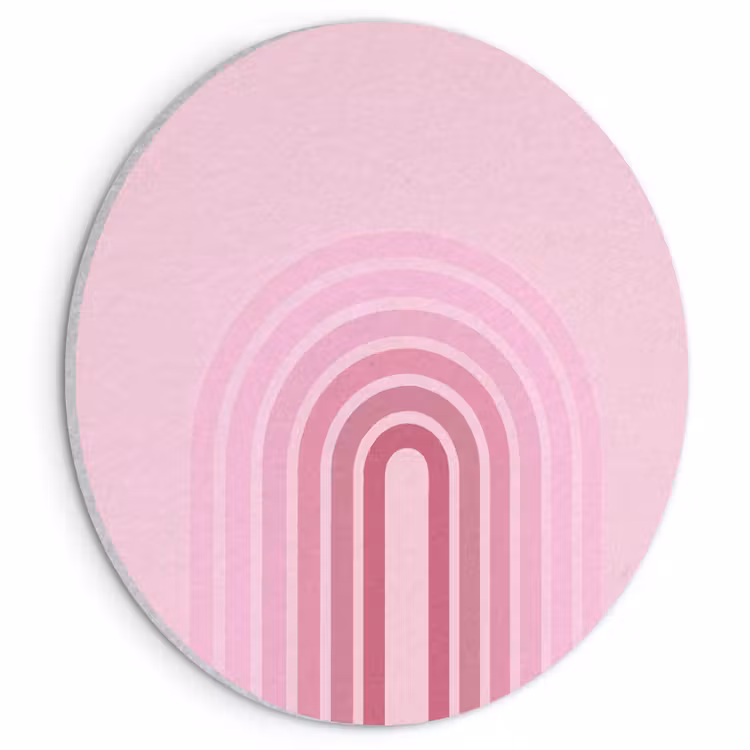 Regenboog - Roze - Abstract - Modern - Minimalistisch Akoestische PET Vilt - Rond klein -3d