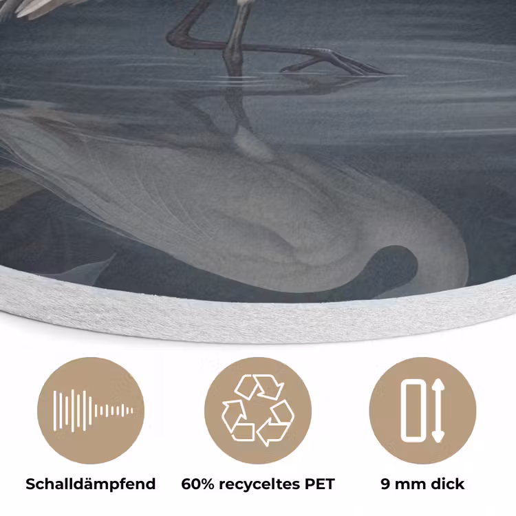 Reiger - Water - Natuur - Modern - Wit Akoestische PET Vilt - Rond klein -closeup_DE
