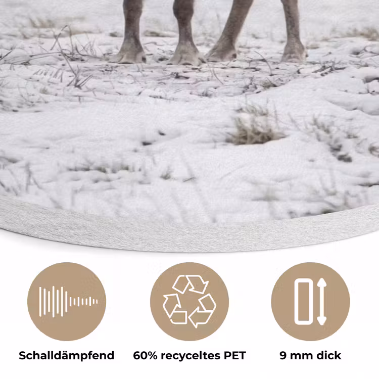 Rendier - Gewei - Sneeuw - Winter Akoestische PET Vilt - Rond klein -closeup_DE