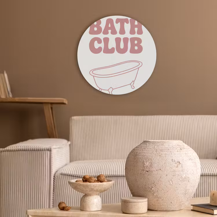 Retro - Bad - Roze Akoestische PET Vilt - Rond klein -sfeer1