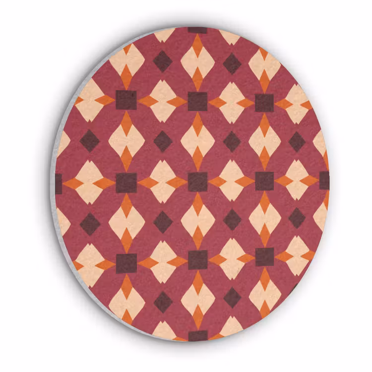 Retro - Patroon - Kleurrijk Akoestische PET Vilt - Rond klein 838 -3d