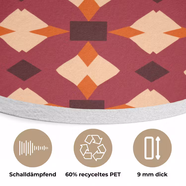 Retro - Patroon - Kleurrijk Akoestische PET Vilt - Rond klein 838 -closeup_DE