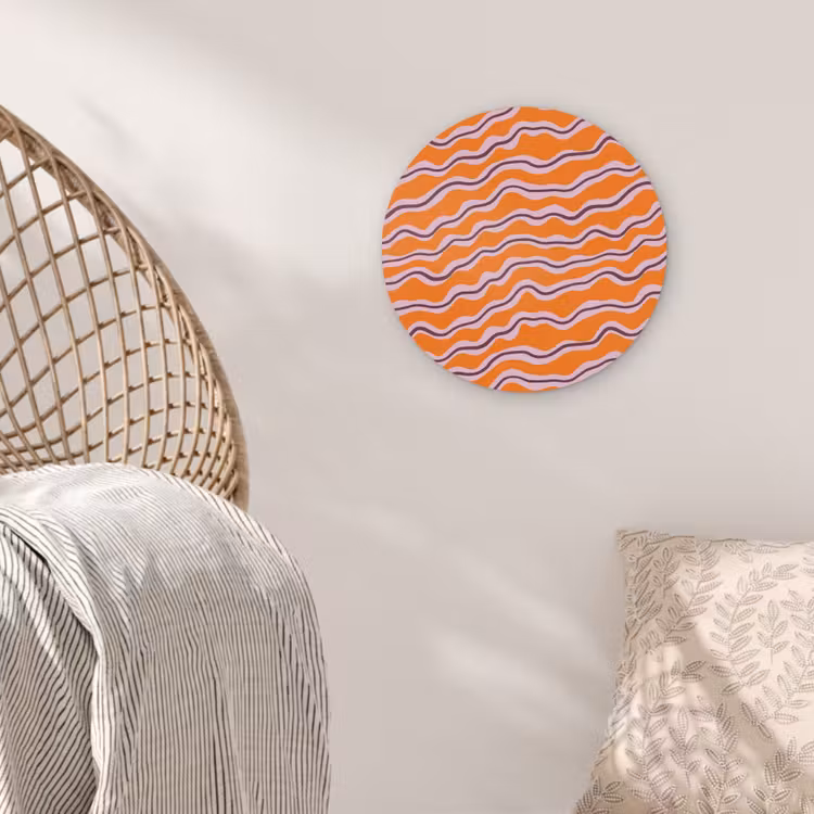 Retro - Golvend - Oranje Akoestische PET Vilt - Rond klein 838 -sfeer4