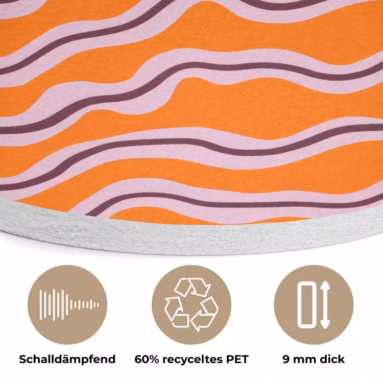 Retro - Golvend - Oranje Akoestische PET Vilt - Rond klein 838 -closeup_DE