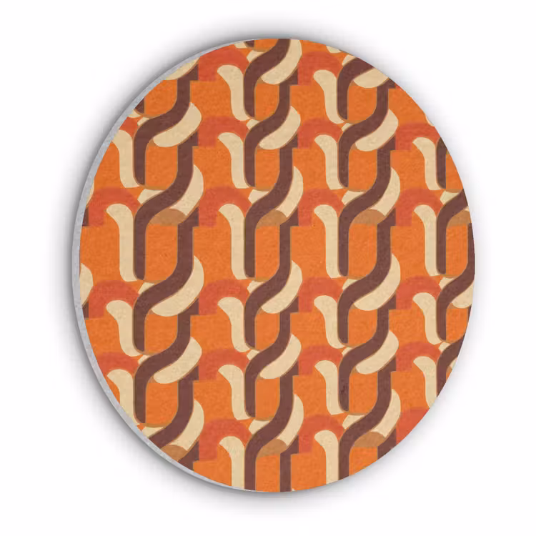 Retro - Modern - Kleurrijk Akoestische PET Vilt - Rond klein 838 -3d