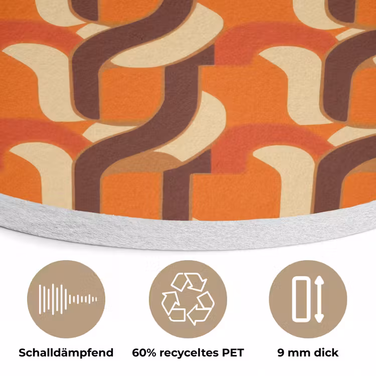 Retro - Modern - Kleurrijk Akoestische PET Vilt - Rond klein 838 -closeup_DE