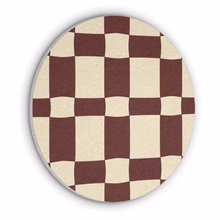 Retro - Patroon - Bruin Akoestische PET Vilt - Rond klein 838 -3d