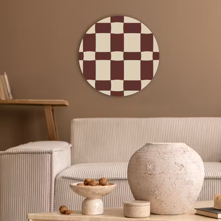 Retro - Patroon - Bruin Akoestische PET Vilt - Rond klein 838 -sfeer1