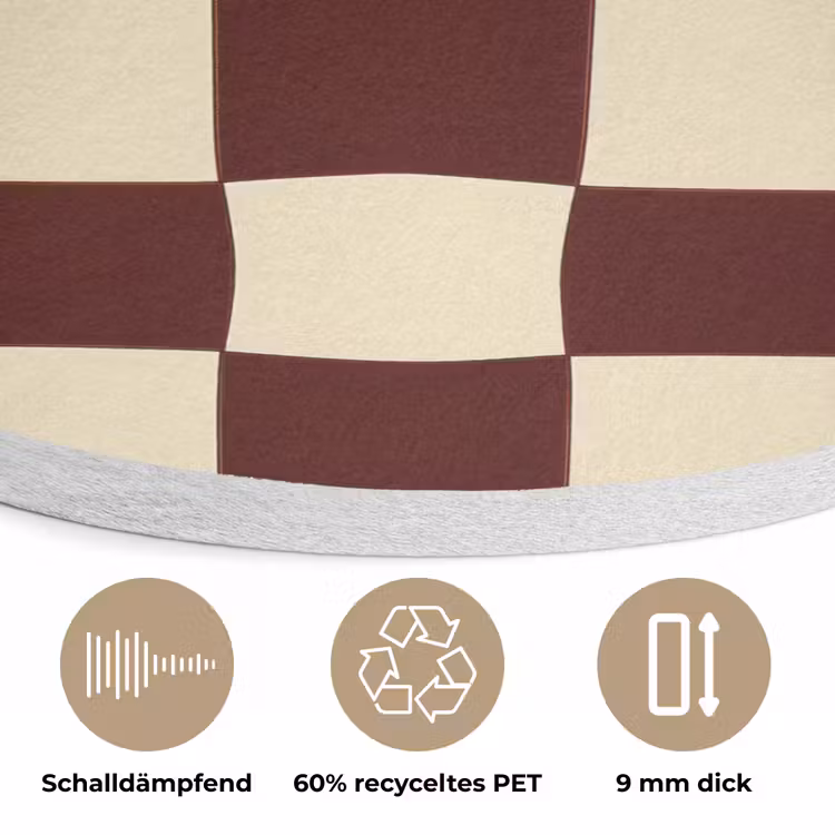 Retro - Patroon - Bruin Akoestische PET Vilt - Rond klein 838 -closeup_DE