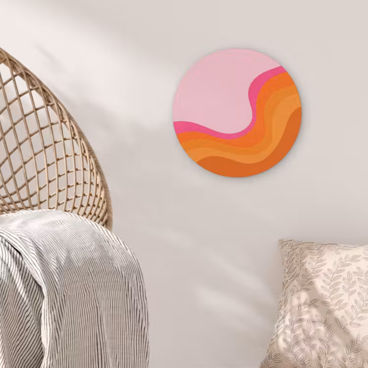 Retro - Waves - Kleurrijk Akoestische PET Vilt - Rond klein -sfeer4