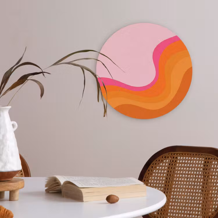 Retro - Waves - Kleurrijk Akoestische PET Vilt - Rond klein -sfeer3