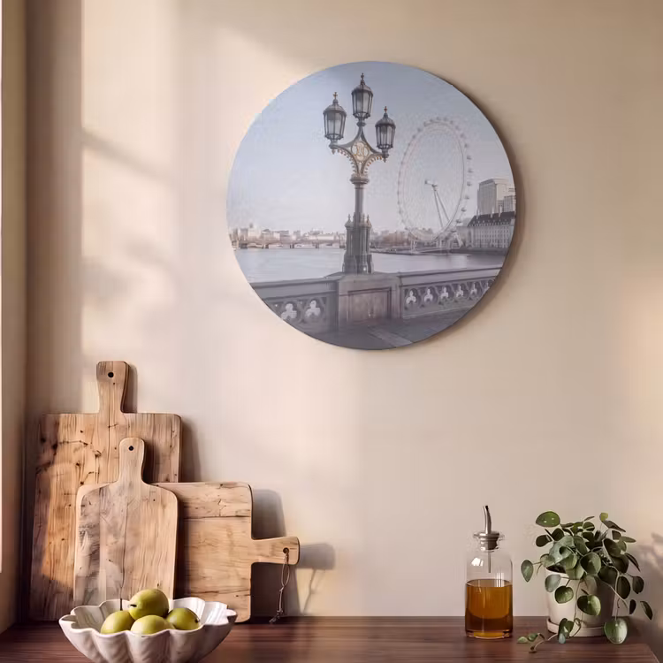Reuzenrad - Londen - Stad - Architectuur - Brug Akoestische PET Vilt - Rond klein -sfeer2