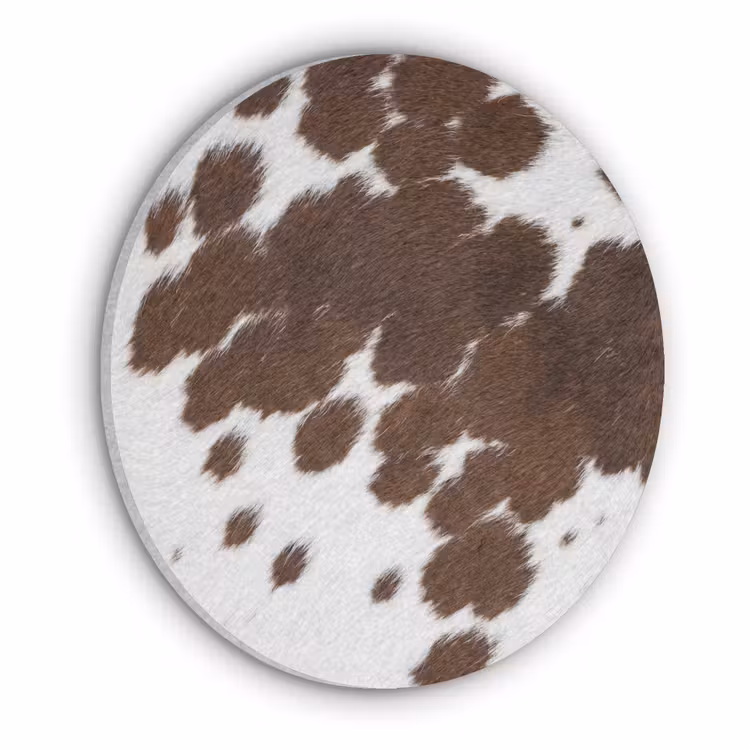 Koeienhuid - Klassiek - Bruin Akoestische PET Vilt - Rond klein -3d