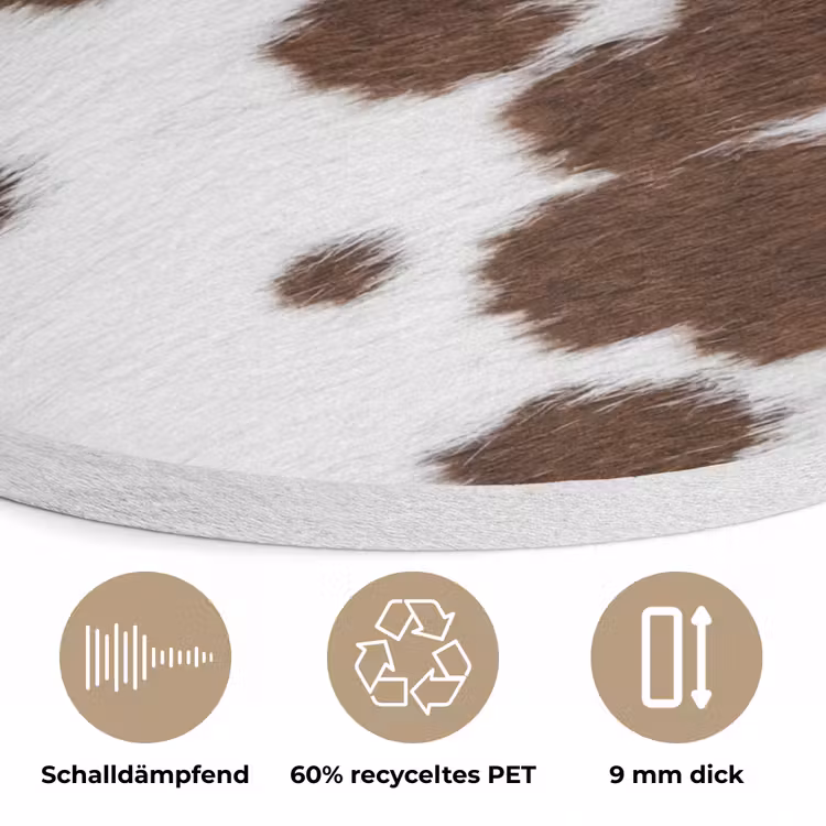 Koeienhuid - Klassiek - Bruin Akoestische PET Vilt - Rond klein -closeup_DE