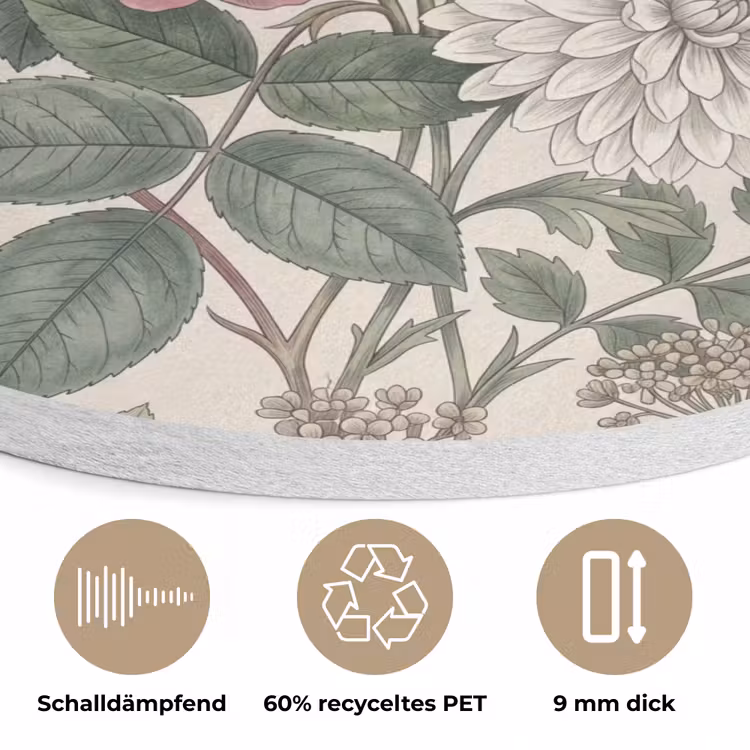 Romantisch - Design - Kleurrijk Akoestische PET Vilt - Rond klein -closeup_DE