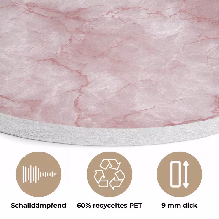 Roze - Kwartsmarmer - Aders Akoestische PET Vilt - Rond klein 838 -closeup_DE