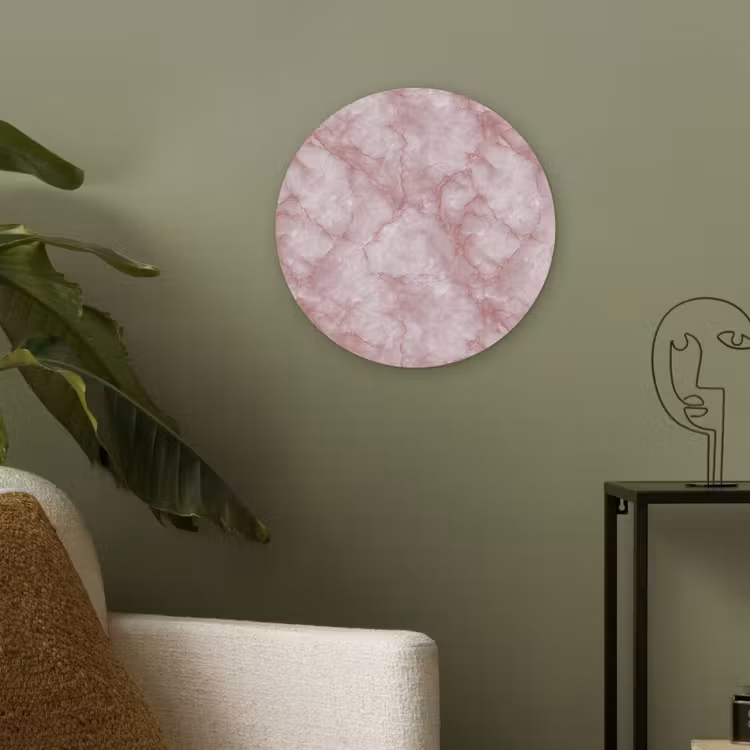 Roze - Kwartsmarmer - Aders Akoestische PET Vilt - Rond klein 838 -sfeer2