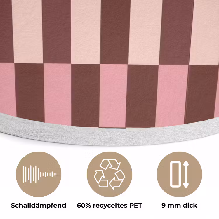 Roze - Rood - Blokjes Akoestische PET Vilt - Rond klein 838 -closeup_DE