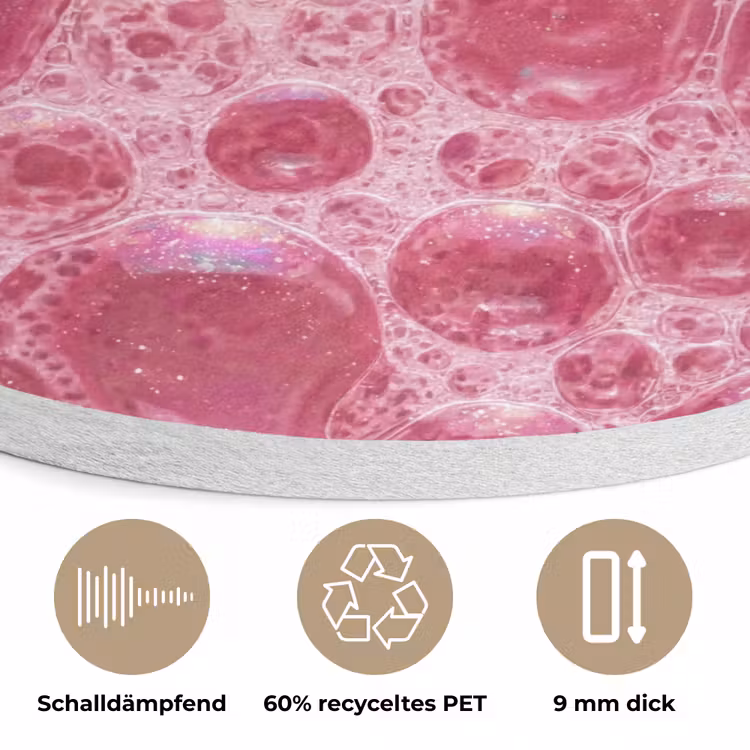 Roze - Schuim - Bubbels Akoestische PET Vilt - Rond klein -closeup_DE