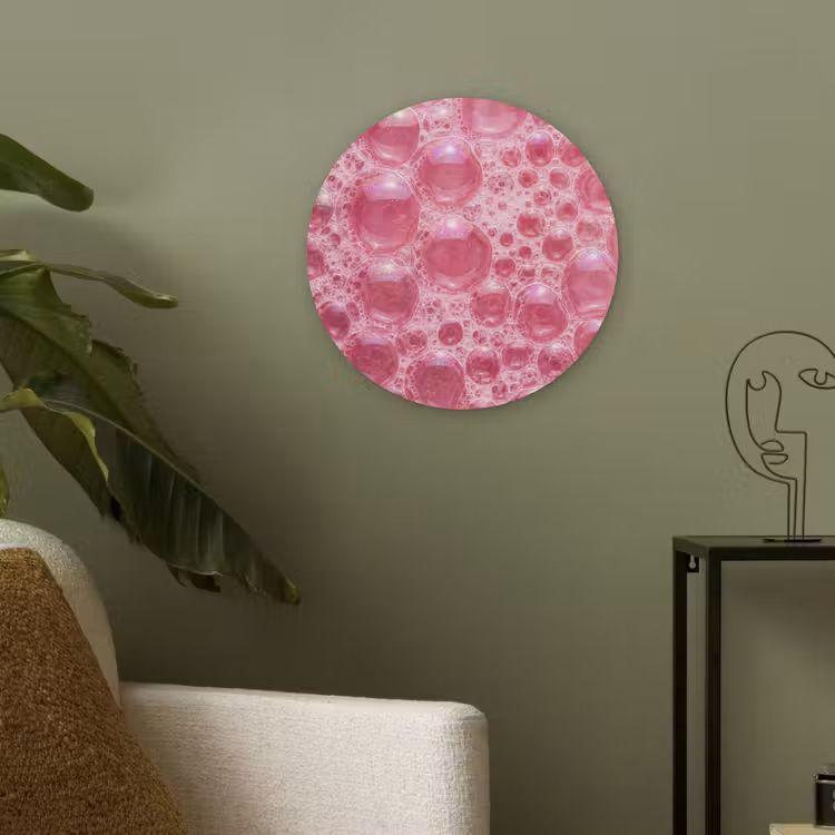 Roze - Schuim - Bubbels Akoestische PET Vilt - Rond klein -sfeer2