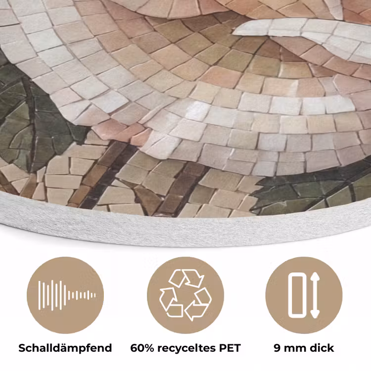 Roos - Mozaïek - Bloemen - Klassiek - Beige Akoestische PET Vilt - Rond klein -closeup_DE
