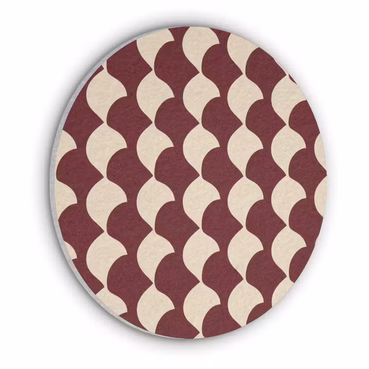 Rood - Tegelpatroon - Crème Akoestische PET Vilt - Rond klein 838 -3d