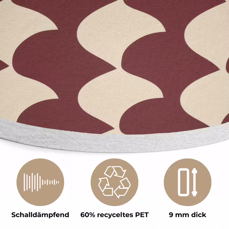 Rood - Tegelpatroon - Crème Akoestische PET Vilt - Rond klein 838 -closeup_DE