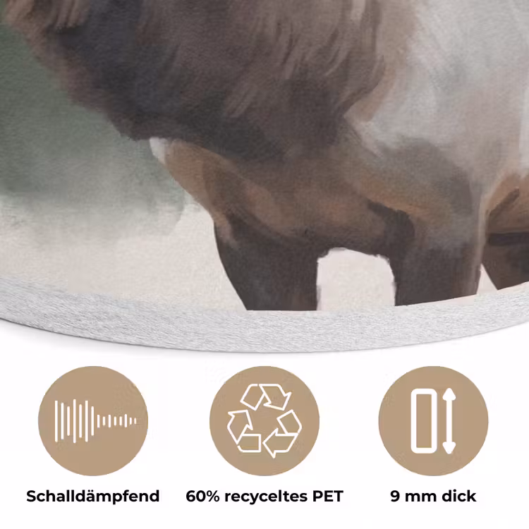 Edelhert - Gewei - Schildering - Rustiek Akoestische PET Vilt - Rond klein -closeup_DE