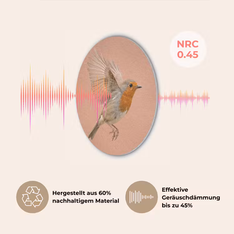 Roodborst - Natuur - Roze Akoestische PET Vilt - Rond klein -USP_DE