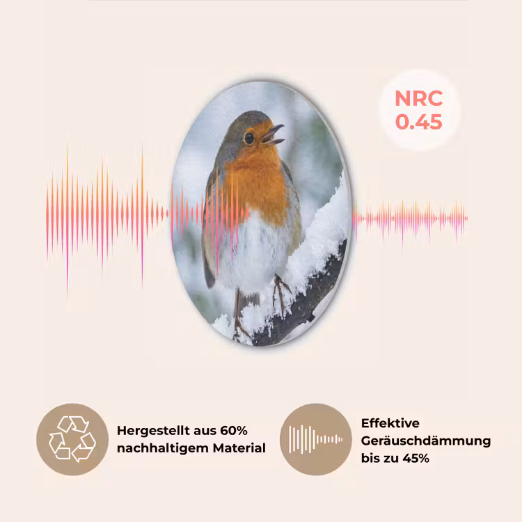 Roodborstje - Tak - Sneeuw - Winter - Levendig Akoestische PET Vilt - Rond klein -USP_DE