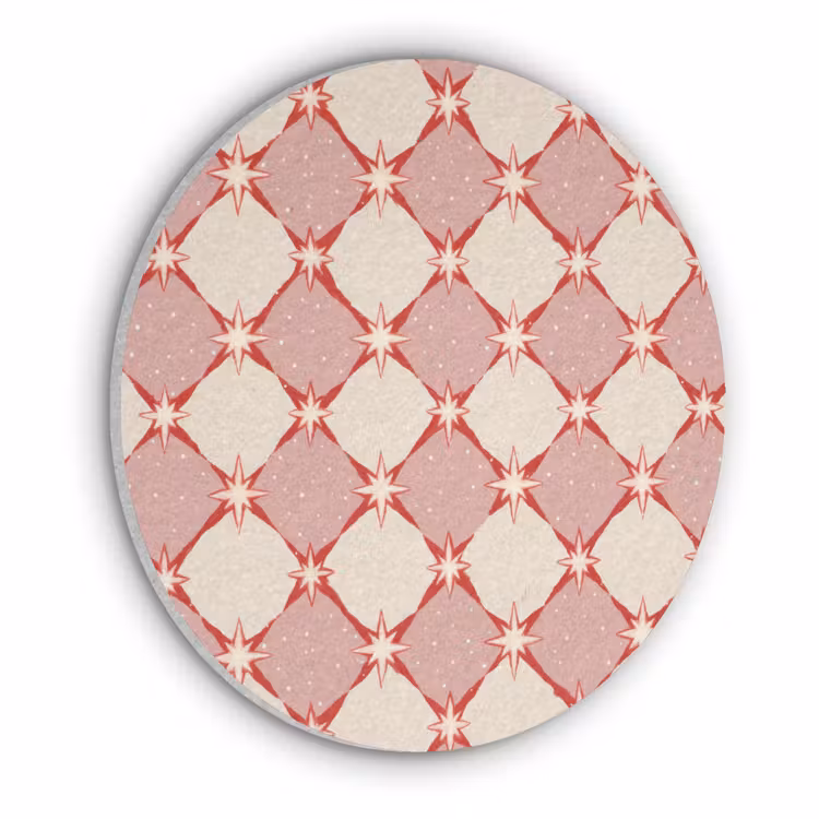 Ruiten - Sterren - Vintage - Oudroze - Rood Akoestische PET Vilt - Rond klein 838 -3d
