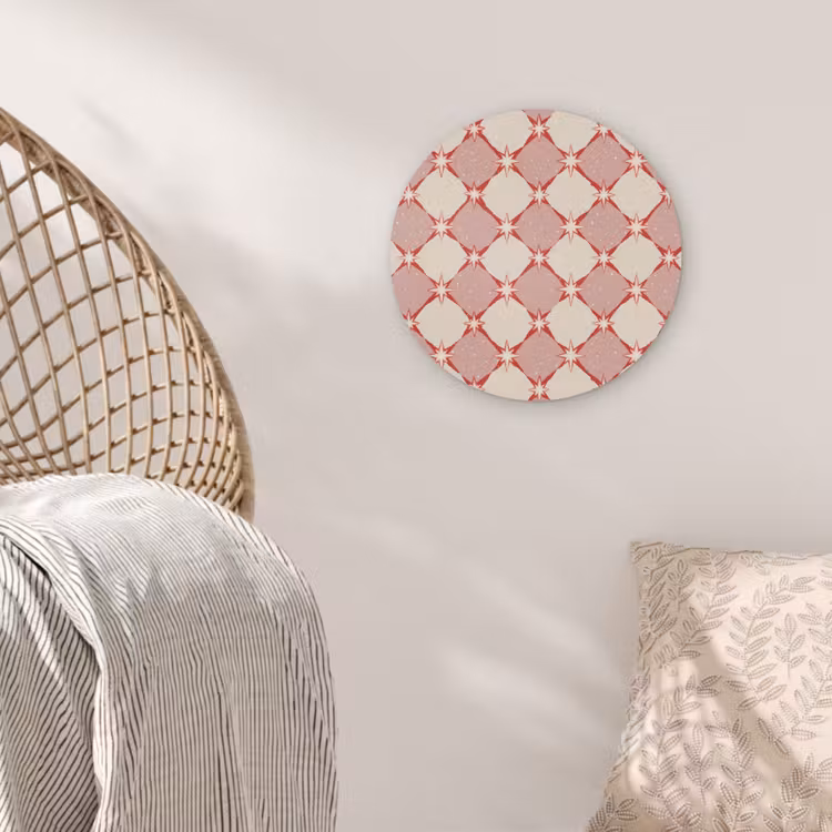 Ruiten - Sterren - Vintage - Oudroze - Rood Akoestische PET Vilt - Rond klein 838 -sfeer4