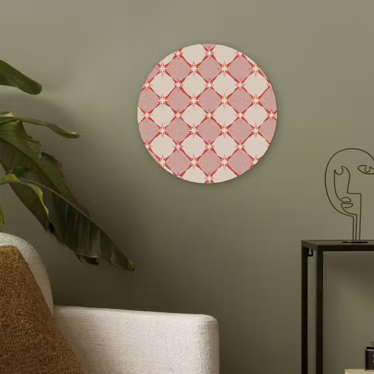 Ruiten - Sterren - Vintage - Oudroze - Rood Akoestische PET Vilt - Rond klein 838 -sfeer2