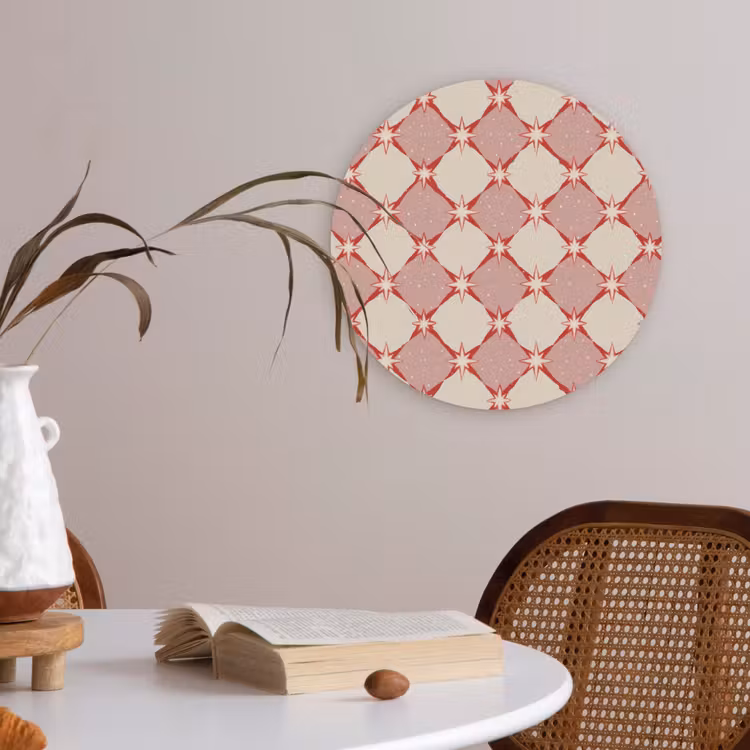 Ruiten - Sterren - Vintage - Oudroze - Rood Akoestische PET Vilt - Rond klein 838 -sfeer3