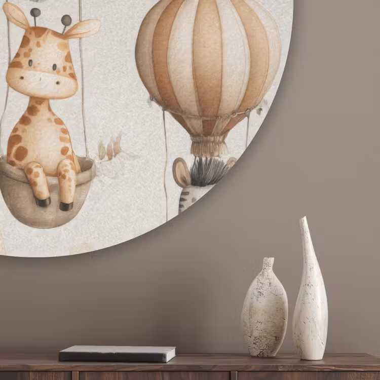 Safari - Luchtballonen - Taupe Akoestische PET Vilt - Rond klein 838 -sfeer5_closeup
