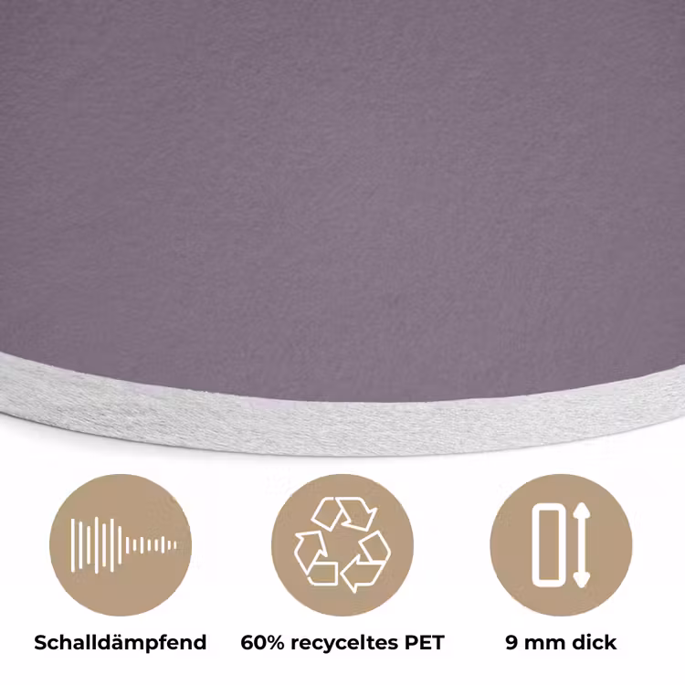 Velvet - Aubergine - Paars Akoestische PET Vilt - Rond klein 838 -closeup_DE