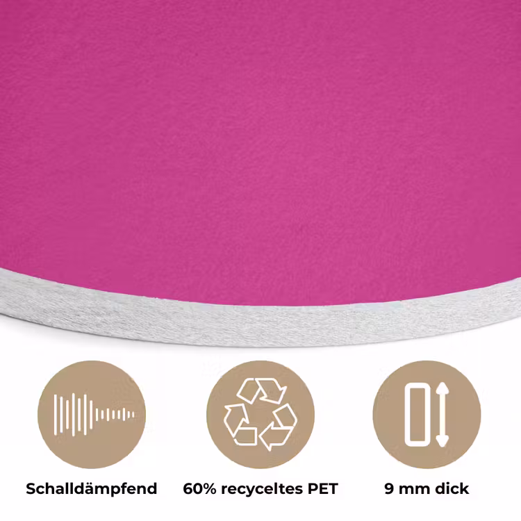 Velvet - Magenta - Roze Akoestische PET Vilt - Rond klein 838 -closeup_DE