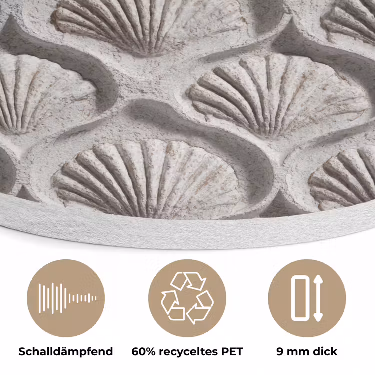 Zand - Schelpenvorm - Grijs Akoestische PET Vilt - Rond klein 838 -closeup_DE