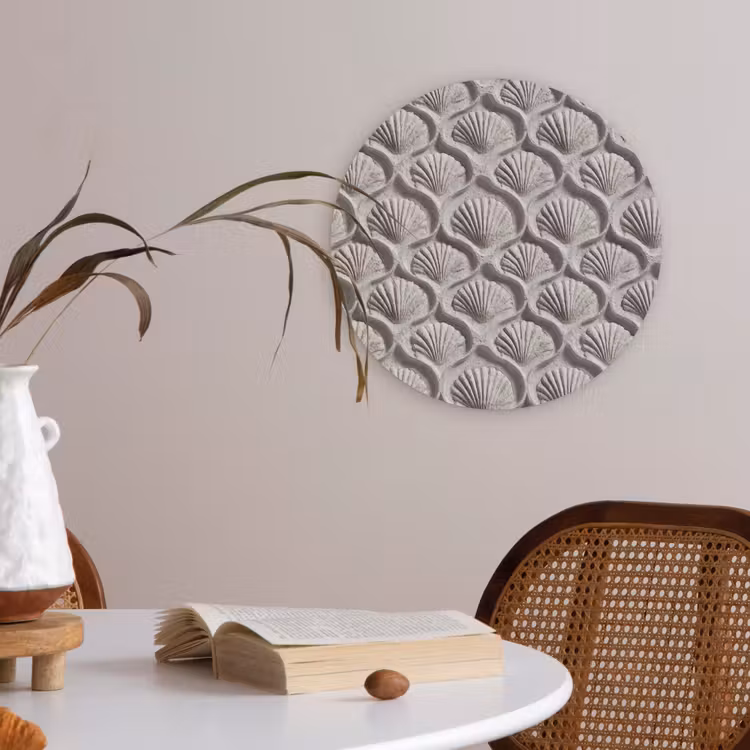 Zand - Schelpenvorm - Grijs Akoestische PET Vilt - Rond klein 838 -sfeer3