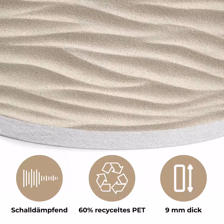 Zand - Golven - Beige Akoestische PET Vilt - Rond klein 838 -closeup_DE