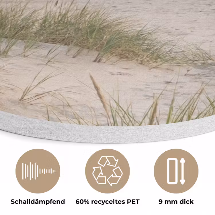 Zandstrand - Bewolkt - Duinen Akoestische PET Vilt - Rond klein -closeup_DE