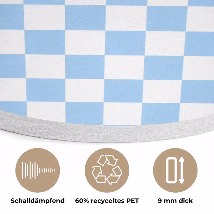 Schaakbord - Klassiek - Blauw Akoestische PET Vilt - Rond klein 838 -closeup_DE
