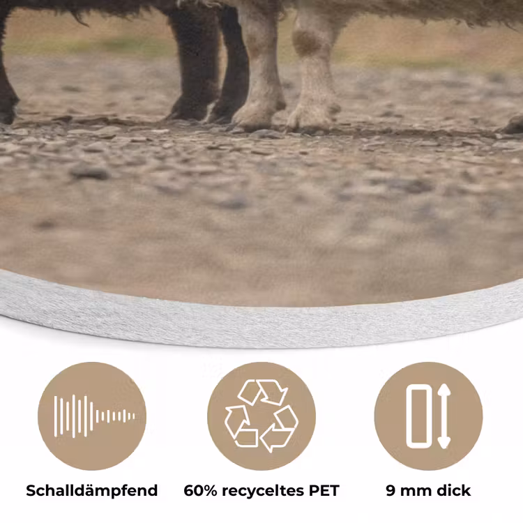 Schapen - Bruin - Wit - Grindpad Akoestische PET Vilt - Rond klein -closeup_DE